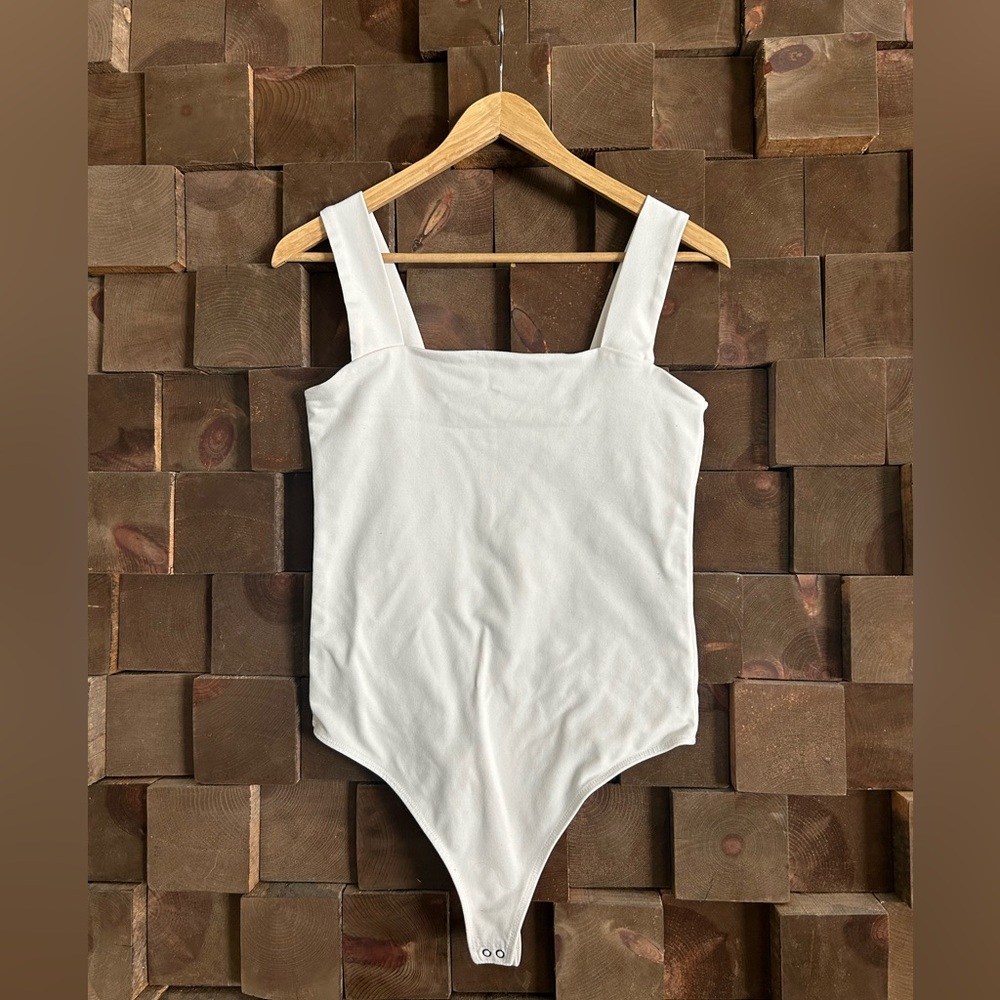 Abercrombie & Fitch White Fabric Tank Bodysuit